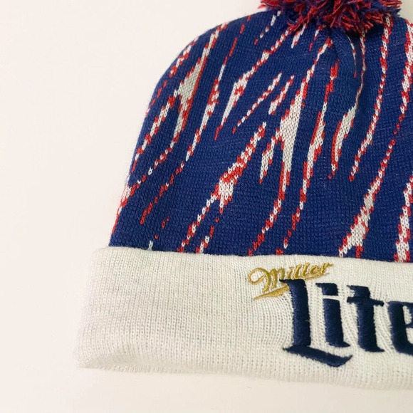 Miller Lite Beer Winter Beanie Hat Toque Pom Pom Acrylic - Picture 4 of 16